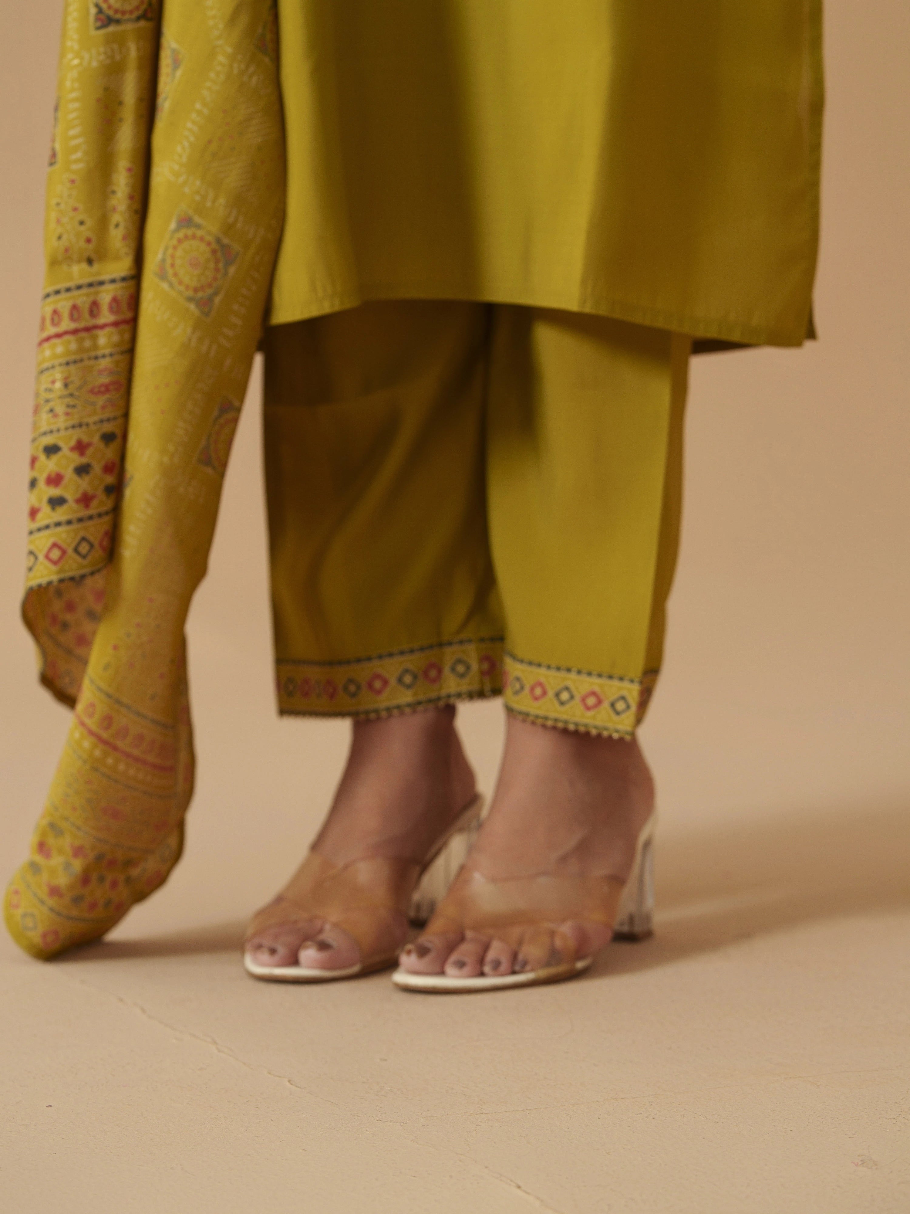 Green Colour Roman Silk Top Bottom With Jequard Dupatta Set