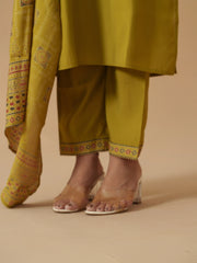 Green Colour Roman Silk Top Bottom With Jequard Dupatta Set-MLWSHKS4379GRN