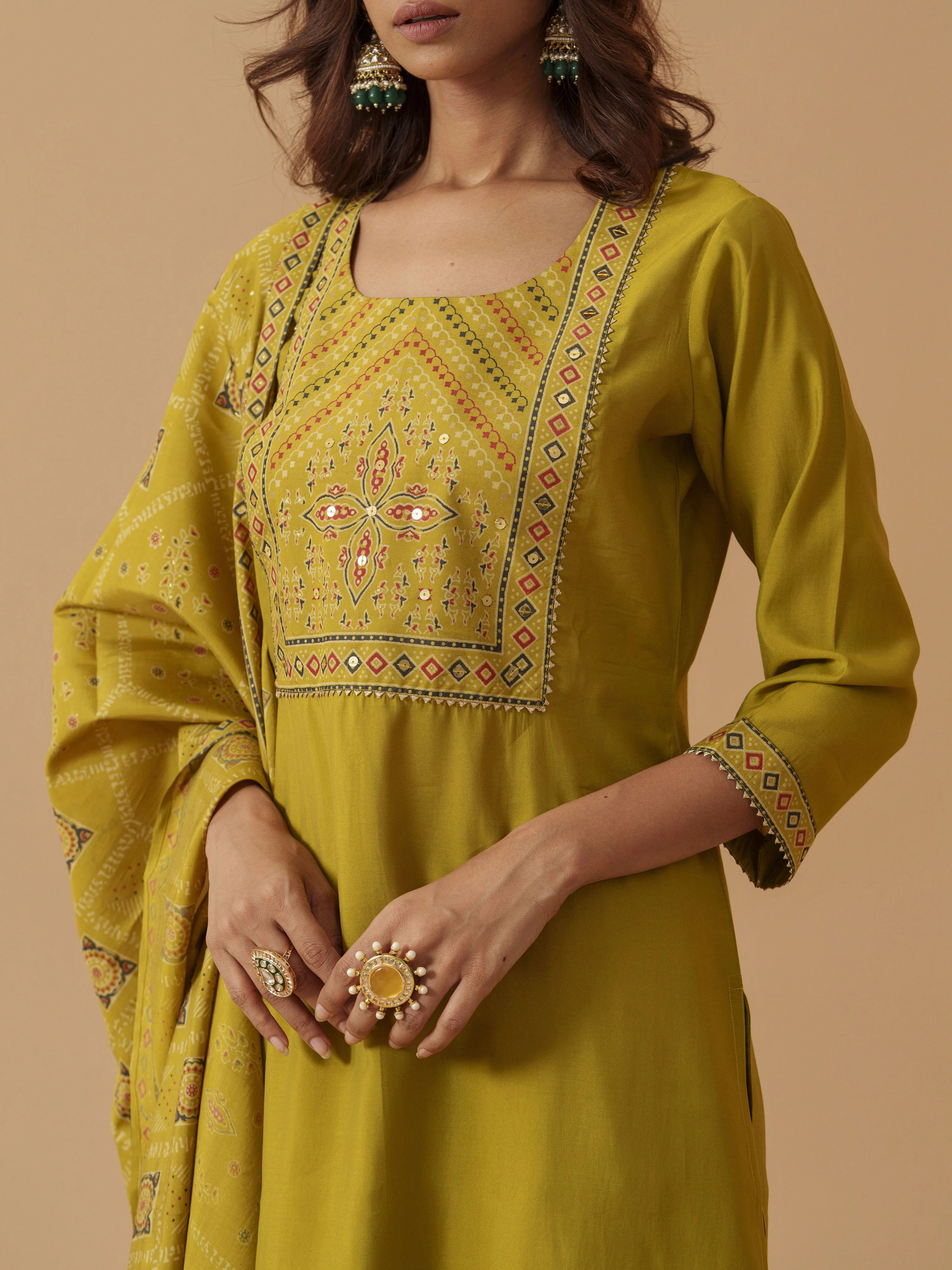 Green Colour Roman Silk Top Bottom With Jequard Dupatta Set
