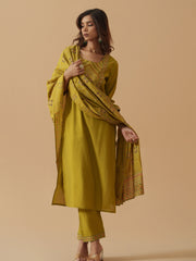Green Colour Roman Silk Top Bottom With Jequard Dupatta Set-MLWSHKS4379GRN