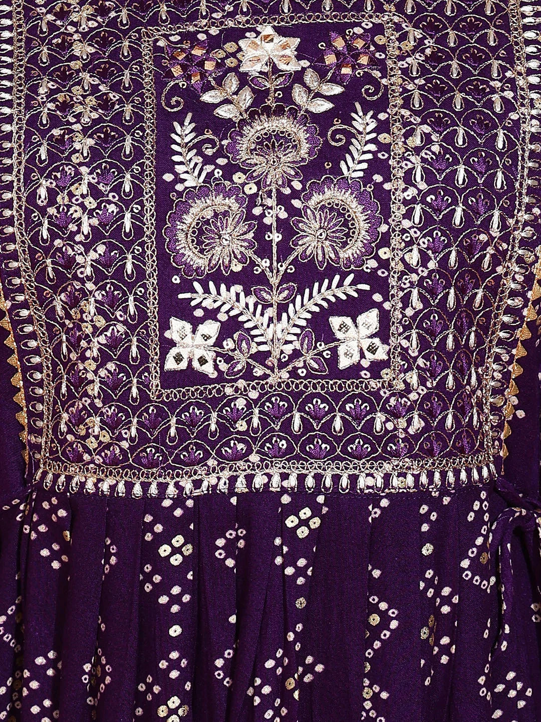 Reyon Cotton Purple Colour Nayra Cut Printed Kurti For Women