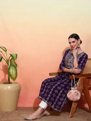 Reyon Cotton Purple Colour Nayra Cut Printed Kurti For Women-MLWSHKU4335PUP