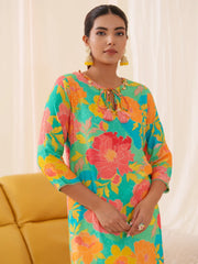 Green Colour Muslin Fabric Floral Printed Kurti-MLWSHKU4336GRN
