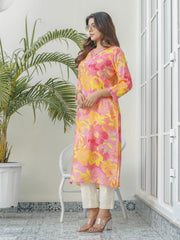 Peach Colour Muslin Fabric Floral Printed Kurti-MLWSHKU4337PCH