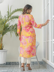 Peach Colour Muslin Fabric Floral Printed Kurti-MLWSHKU4337PCH