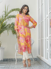 Peach Colour Muslin Fabric Floral Printed Kurti-MLWSHKU4337PCH