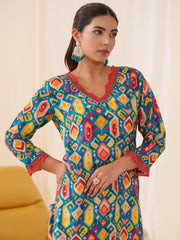 Blue Colour Muslin Fabric Floral Printed Kurti-MLWSHKU4338BLU