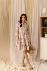 Multi Colour Linen Fabric Floral Design Long Top-MLWSHTO4321MUL