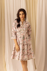 Multi Colour Linen Fabric Floral Design Long Top-MLWSHTO4321MUL