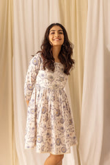 White Colour Linen Fabric Floral Printed Long Top-MLWSHTO4322WHT
