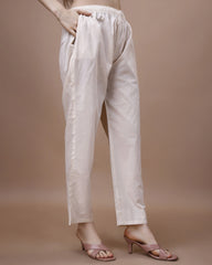White Colour Linen Fabric Floral Printed Long Top-MLWSHTO4324WHT