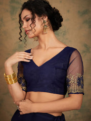 Womens Fashion Ethnic Navy Blue Color Sarees-MLSHWSA1140NBL0ONE
