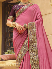 Women's Cotton Blend Light Blue Woven Design Designer Saree With Blouse Piece-MYSHA82302