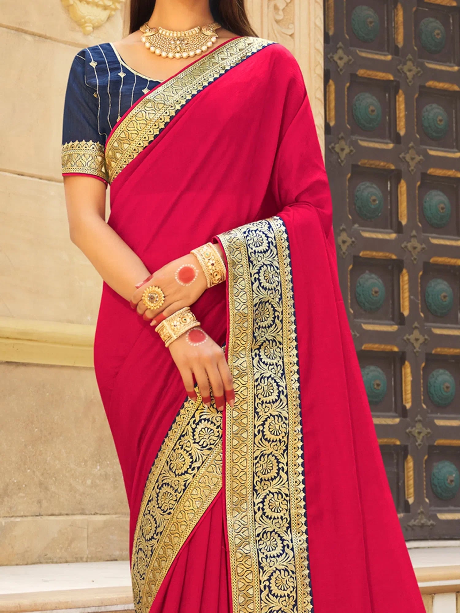 Navy Blue Designer Saree - Indian Sarees Online