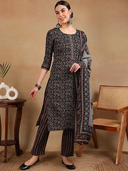 Trending Black Embroidered Kurta Pant Set | Women's Designer Kurta Sets