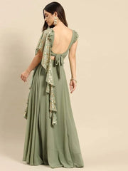 Flared skirt with crop top in Pista Green