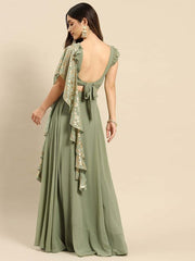 Flared skirt with crop top in Pista Green