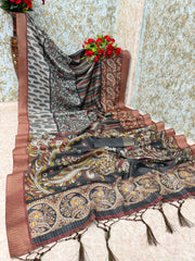 Mysore Silk Digital Print MultiColour Saree With Unstiched Blouse Piece-MPHMS-03-MULTI