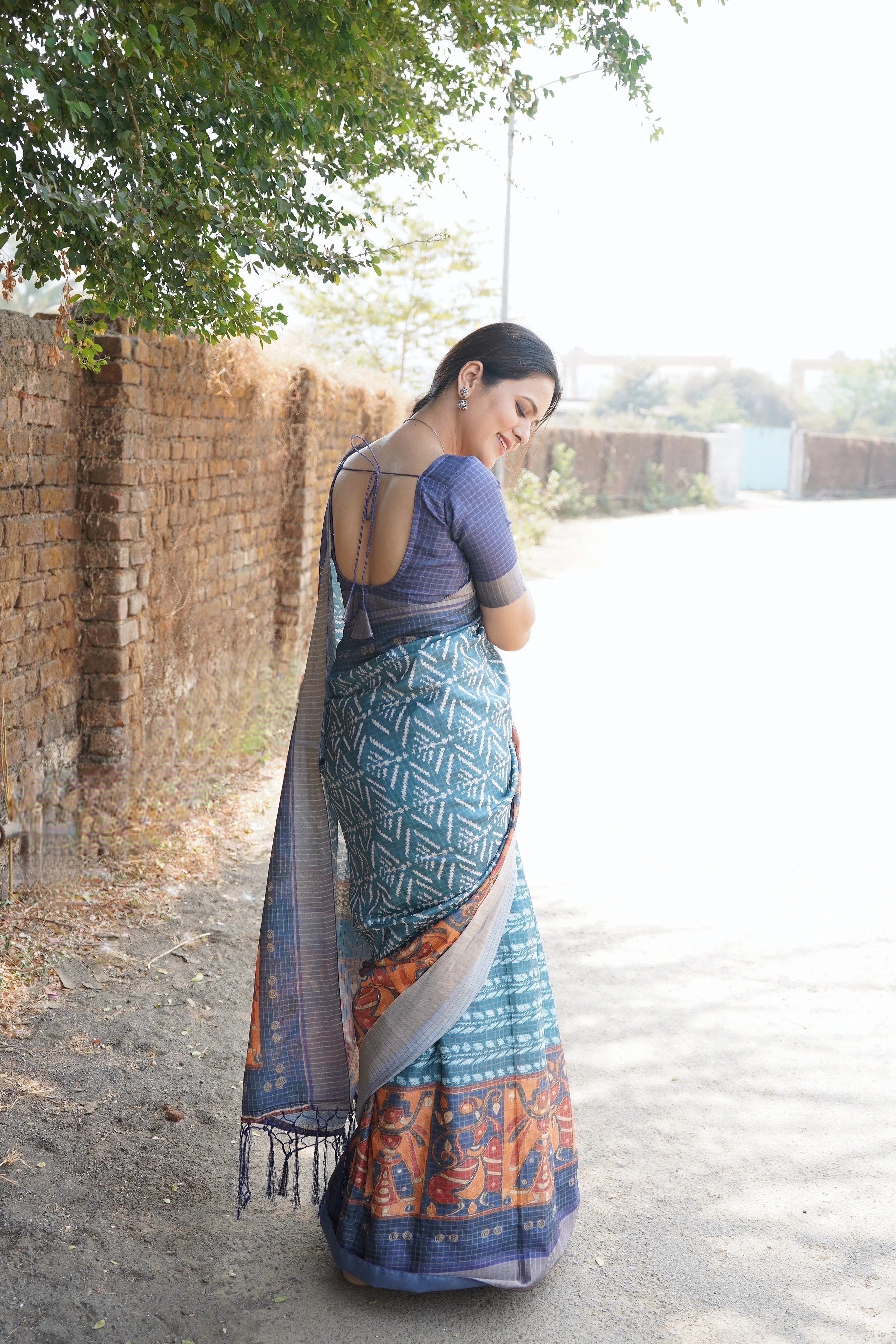 Mysore Silk Digital Print Grey Saree With Unstiched Blouse Piece