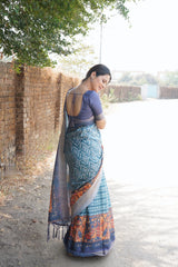 Mysore Silk Digital Print Grey Saree With Unstiched Blouse Piece-MPHMS-06-GREY