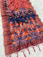 Mysore Silk Digital Print Pink Saree With Unstiched Blouse Piece-MPHMS-11-PINK