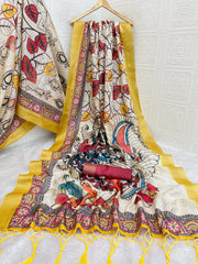 Mysore Silk Digital Print MultiColour Saree With Unstiched Blouse Piece-MPHMS-13-MULTI