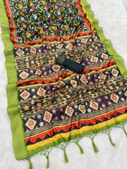 Mysore Silk Digital Print MultiColour Saree With Unstiched Blouse Piece-MPHMS-15-MULTI