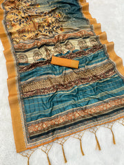 Mysore Silk Digital Print MultiColour Saree With Unstiched Blouse Piece-MPHMS-18-MULTI