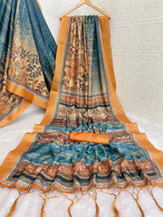 Mysore Silk Digital Print MultiColour Saree With Unstiched Blouse Piece-MPHMS-18-MULTI