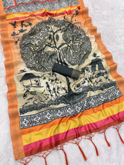 Mysore Silk Digital Print MultiColour Saree With Unstiched Blouse Piece-MPHMS-19-MULTI