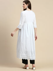 Women Floral White Anarkali Kurta-MRF-1295A-White