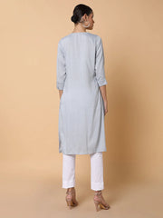 Women Solid Sequins Grey Straight Kurta-MRF-189-Grey