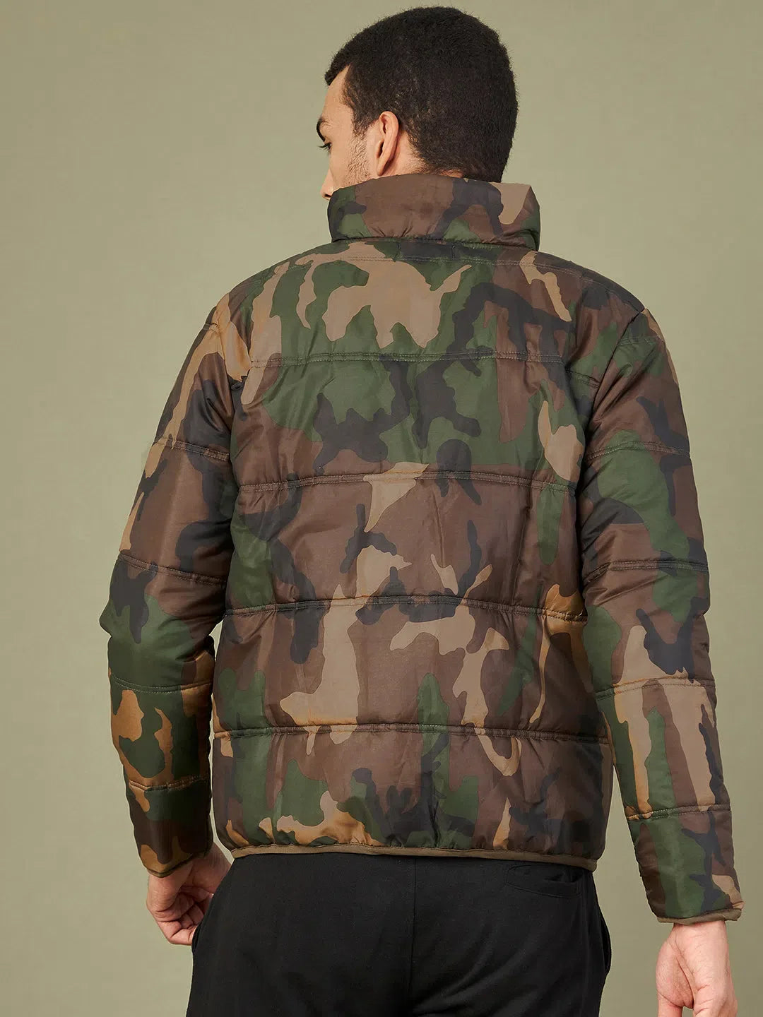 Camo Full Sleeve Puffer Jacket for Men | Printed & Warm