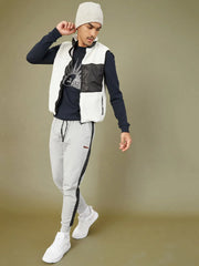 Men White Sleeveless Faux Fur Jacket