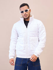 Men White Fur Collar Puffer Jacket-MSJCKT60282