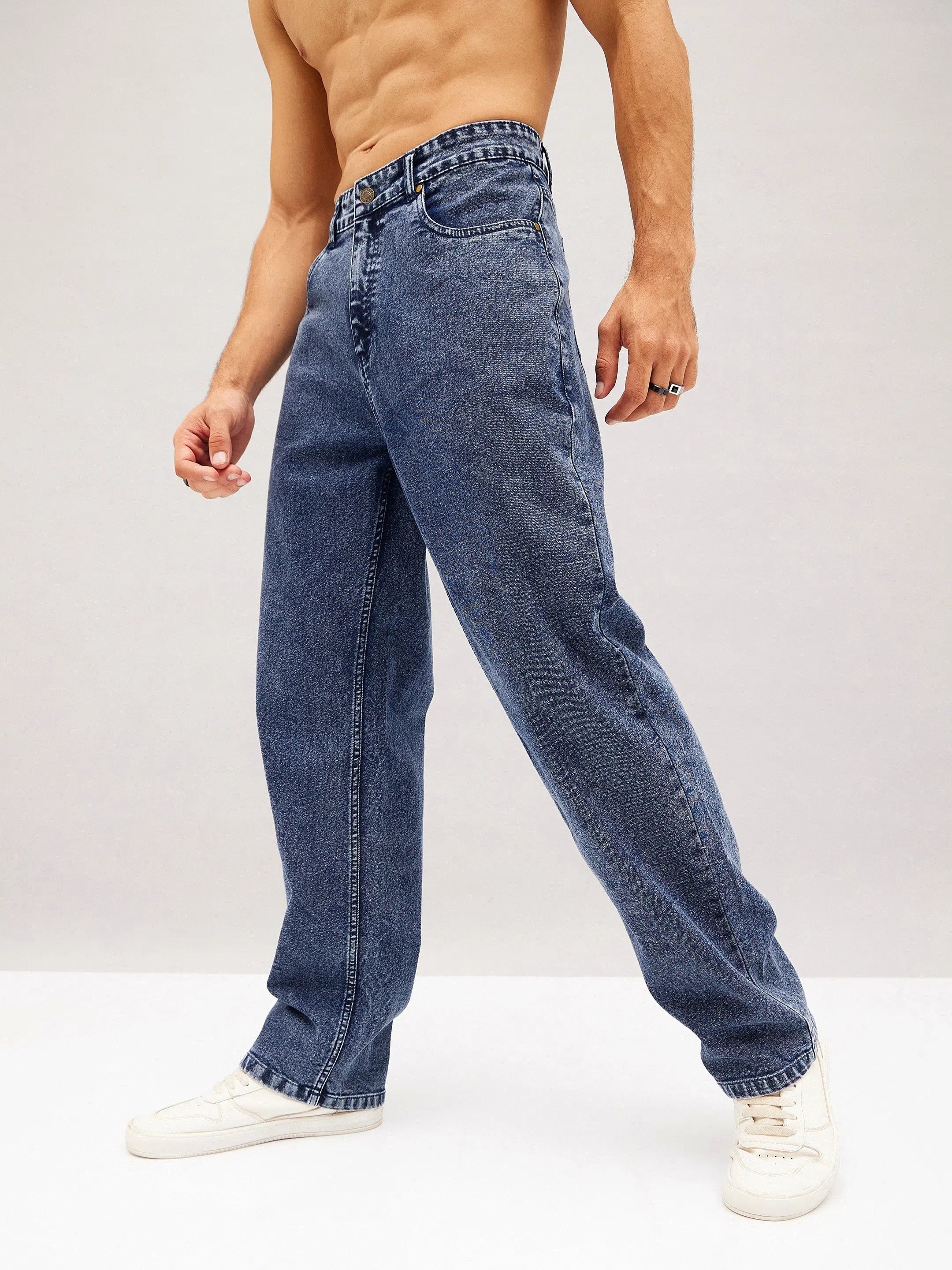 Men's Blue Relax Fit Jeans | Stylish Cargo Jeans