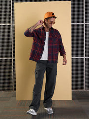 Men Grey Washed Baggy Cargo Jeans-MSJEAN0610