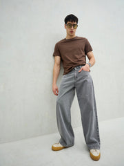 Men Light Grey Basic Wide Leg Jeans-MSJEAN0740