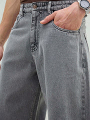 Men Light Grey Basic Wide Leg Jeans-MSJEAN0740