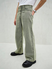 Men Light Green Basic Wide Leg Jeans-MSJEAN0741