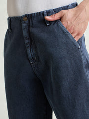 Men Light Blue Contrast Thread Detail Wide Leg Jeans-MSJEAN0752