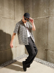 Men Black Wash Wide Leg Cargo Jeans-MSJEAN0764