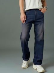 Men Blue Wash Relax Fit Basic Jeans-MSJEAN0845