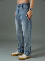 Men Light Blue Wash Relax Fit Basic Jeans-MSJEAN0846