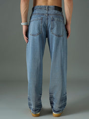Men Light Blue Wash Relax Fit Basic Jeans-MSJEAN0846