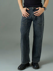 Men Grey Wash Front pocket Relax Fit Jeans-MSJEAN0848