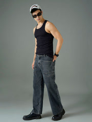 Men Grey Wash Front pocket Relax Fit Jeans-MSJEAN0848