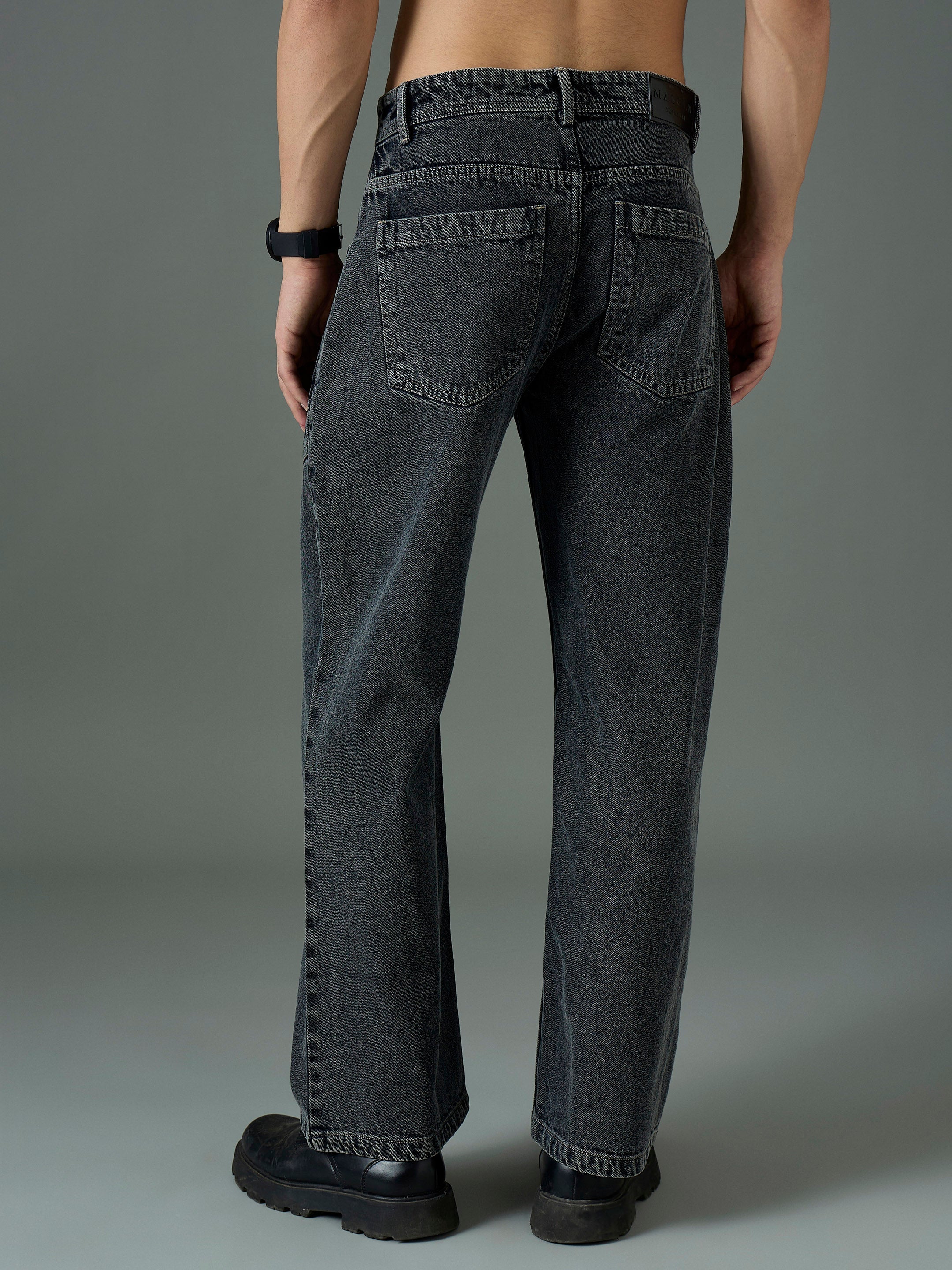 Men Grey Wash Front pocket Relax Fit Jeans-MSJEAN0848
