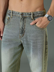 Men Light Blue Acid Wash Relax Fit Basic Jeans-MSJEAN0851