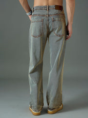 Men Light Blue Acid Wash Relax Fit Basic Jeans-MSJEAN0851